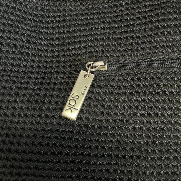 The Sak Black Crochet Purse Bucket Shoulder Bag Magnetic Snap Close Zip Pockets - Picture 5 of 6